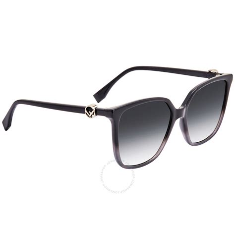 Fendi Dark Grey Gradient Square Ladies Sunglasses FF 0318/S 